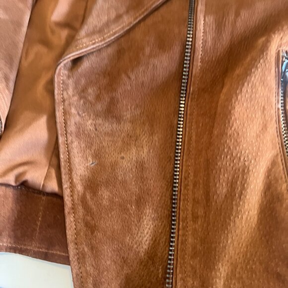 Blank NYC Moto Suede Jacket - Dark Camel - Zip Front - Size Medium - Picture 10 of 10